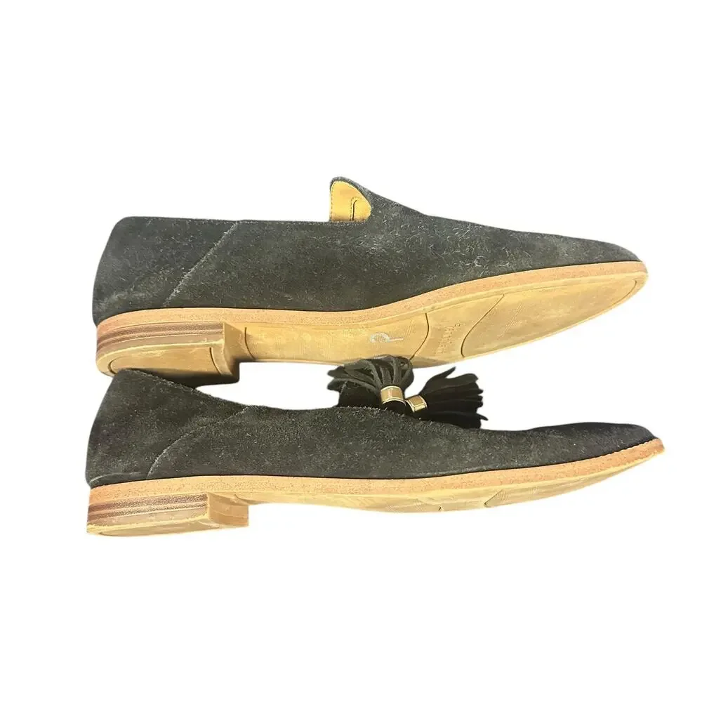 Franco Sarto Black Suede Tassel Loafers Women’s Size 9.5 Slip-On Flats comfort
